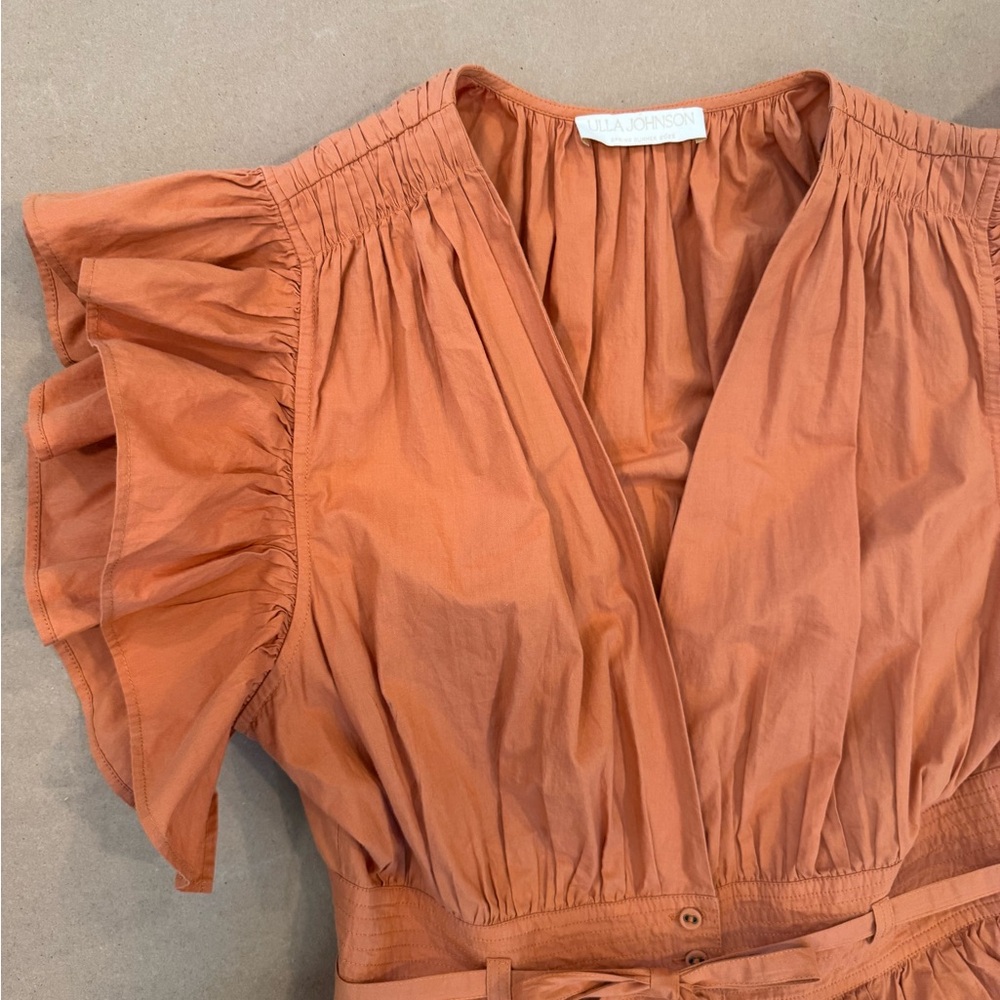 Ulla Johnson Terracotta Ruffled Mini Dress - Picture 2 of 9